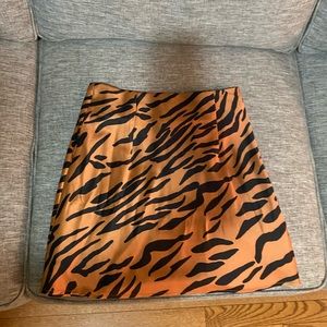 tiger satin slip mini skirt